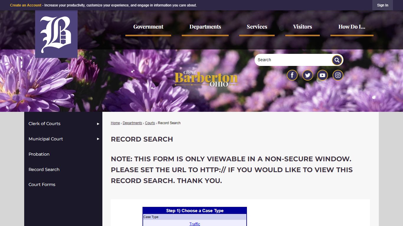 Record Search | Barberton, OH