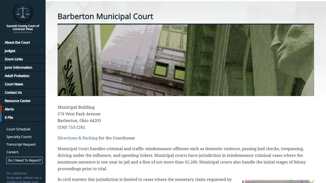 Barberton Municipal Court | Summit County Court of Common Pleas